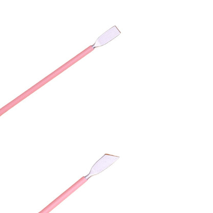 Dual End Stainless Steel Spatula Head Cuticle Pusher - Straight Flat & Beveled