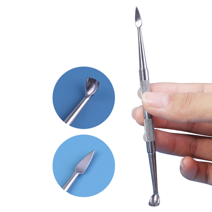 Dual End Stainless Steel Cuticle Pusher - Horseshoe (U-shaped) & Pointed Head