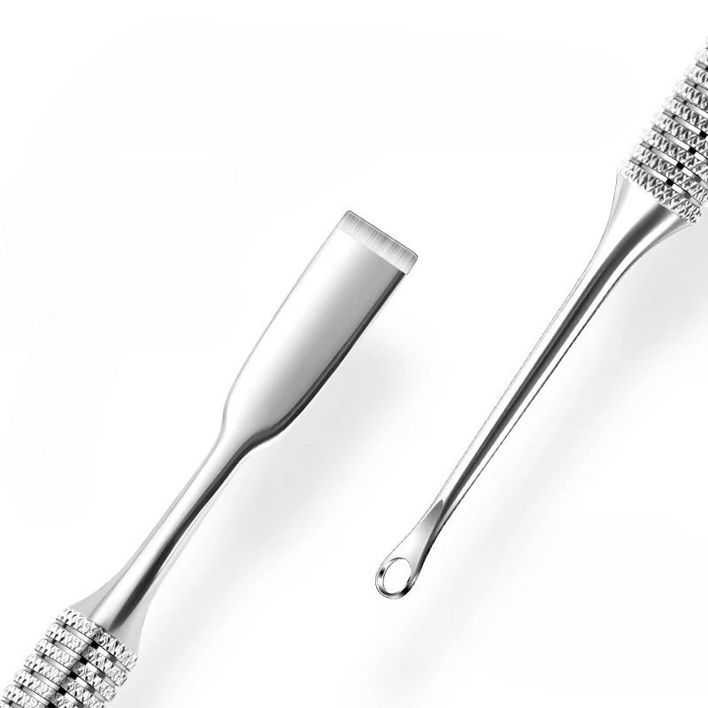 Dual End Stainless Steel Cuticle Pusher - Scraper & Loop Head