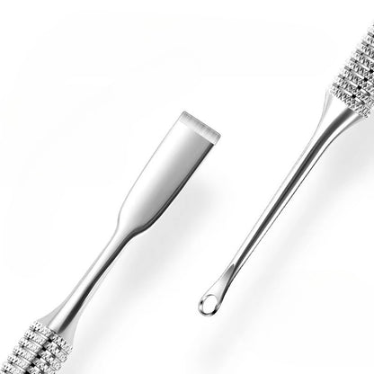 Dual End Stainless Steel Cuticle Pusher - Scraper & Loop Head