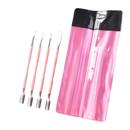 Dual End Stainless Steel Cuticle Pusher Set - Spoon & Various Head