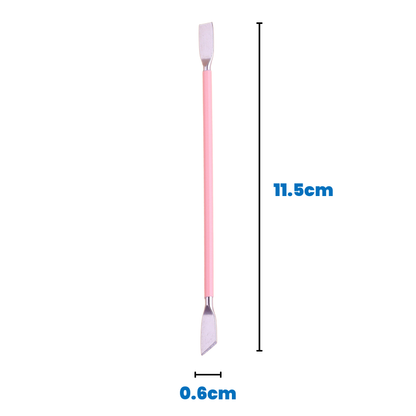 Dual End Stainless Steel Spatula Head Cuticle Pusher - Straight Flat & Beveled