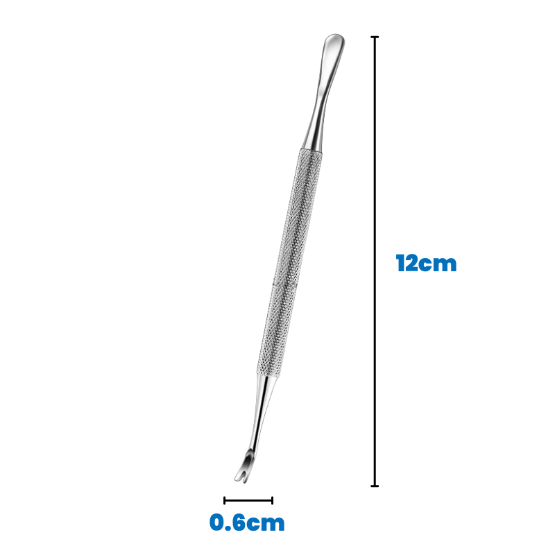 Dual End Stainless Steel Cuticle Pusher - Small Spoon & Fork Head