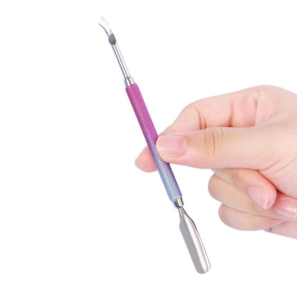 Dual End Stainless Steel Cuticle Pusher - Spoon & Curved Square Head