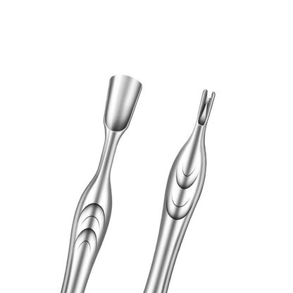Dual End Stainless Steel Cuticle Pusher - Spade & Fork Head