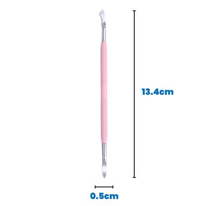 Dual End Stainless Steel Cuticle Pusher - Curved Square & Pointed Head