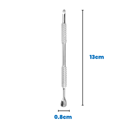 Dual End Stainless Steel Cuticle Pusher - Horseshoe (U-shaped) & Beveled Head