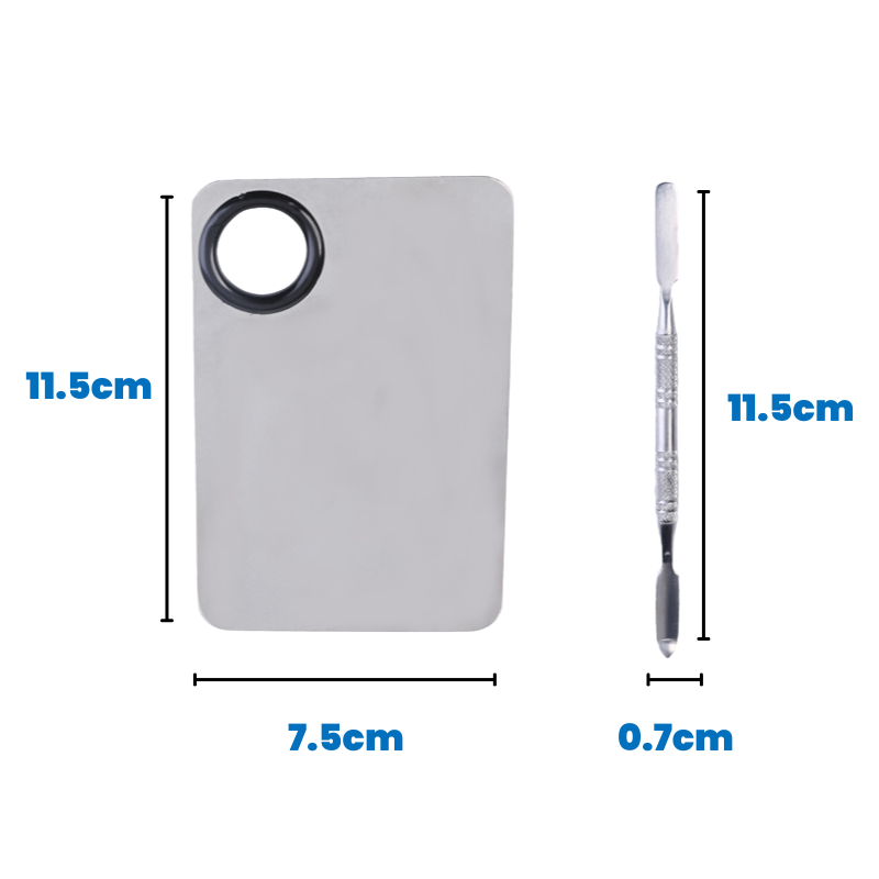 Stainless Steel Makeup Foundation Mixing Palette & Spatula  Kit
