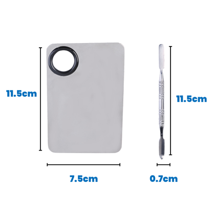 Stainless Steel Makeup Foundation Mixing Palette & Spatula  Kit