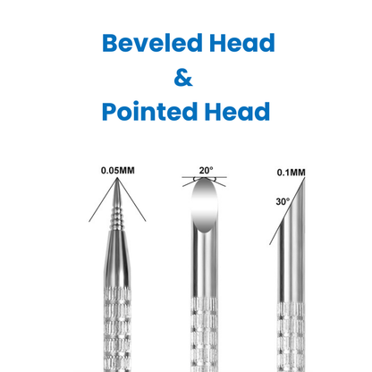 Dual End Stainless Steel Cuticle Pusher - Beveled & Needle Head