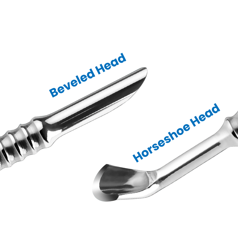 Dual End Stainless Steel Cuticle Pusher - Beveled & Horseshoe (U-shaped) Head